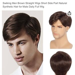 Short brown brunette men’s wig - perfect for Halloween !!!
